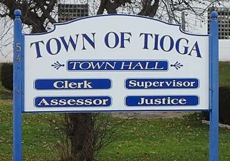 Town of Tioga sign